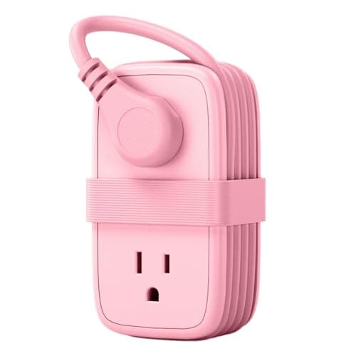 NTONPOWER Pink Travel Power Strip,Travel Essentials 4 Outlets 3 USB(1 C) with 4FT Wrapped Extension Cord Flat Plug, Cruise Essentials 2026 for Hotel Travel Cruise Essentials - Image 1
