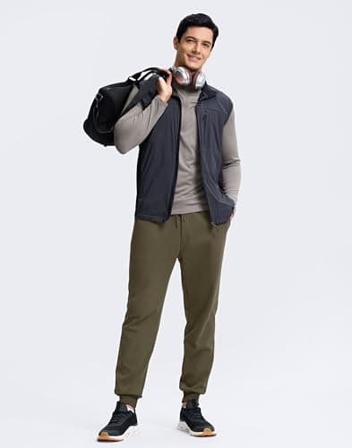 Soothfeel Men's Fleece Joggers Cotton Sweatpants with Deep Pockets Loose Athletic Running Gym Workout Winter Warm Pants, Muscus Green 2XL - Thumbnail 3