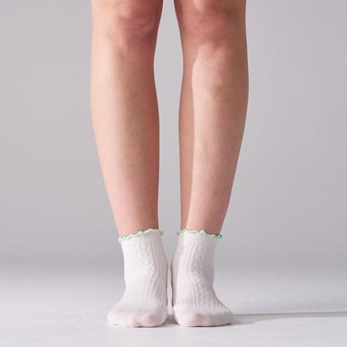 Mosithings 6 Pairs Ruffle Socks For Women Casual Ankle Socks Retro Soft，Color Mix,S - Thumbnail 2