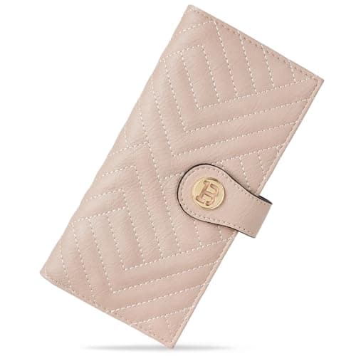 BOSTANTEN Slim Wallet Women Leather RFID Blocking Credit Card Holder Bifold Thin Wallet with Zipper Pocket Pink - Image 1