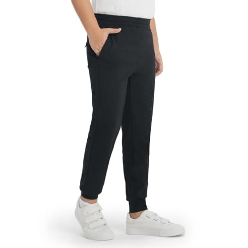 M MAELREG Boys Hiking Pants with Pockets Youth Dry Fit Casual Soft Kid Tapered Leg Sweatpants Uniform Pants for Boy Black - Thumbnail 2