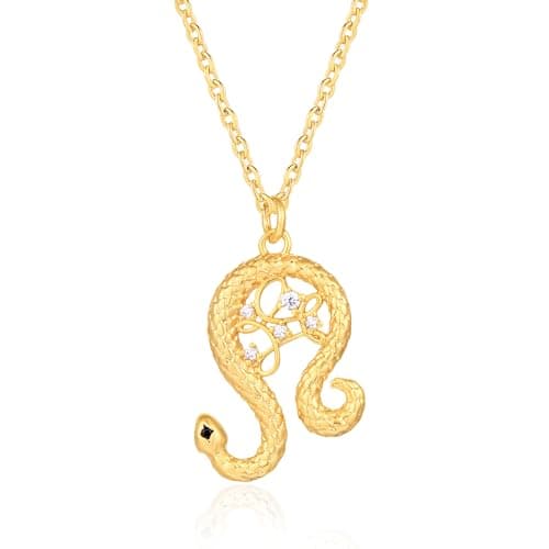 Valloey Rover Gold Necklace for Women 14K Gold Plated Cubic Zirconia Snake Pendant Neckalce Simple Dainty Cable Chain Necklace Jewelry Gift for Women - Image 1