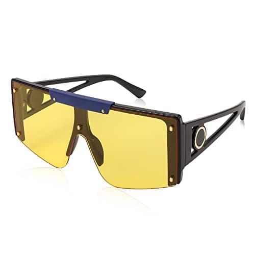 FEISEDY Women Sunglasses, Oversized Square Flat Top Shield Shades for Men B4060 - Image 1