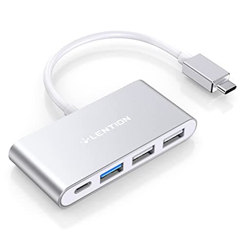 LENTION USB C Hub 4-in-1 with 100W PD, Type-C Multiport Adapter for 2016-2026 MacBook Pro/Air(M1-M5), iPad, Surface, ChromeBook, More, Aluminum Travel Hub for iPhone 15-17 (C13, Silver)