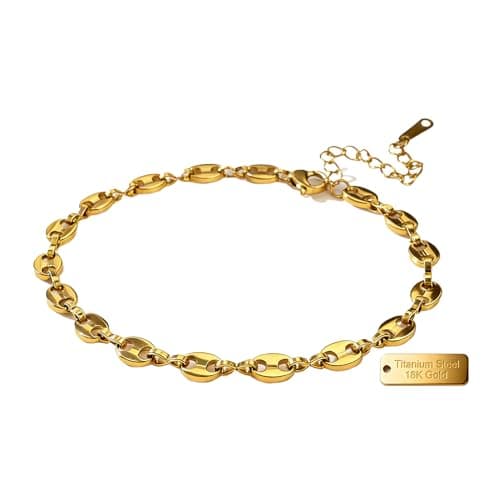 Alegend Titanium Steel (Not Rust, Resist Corruption, Easily Clean) 18K Gold Plated Oval Link Bracelet Women - Adjustable - Image 1