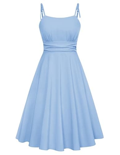 Belle Poque Womens Flowy Swing Dress Baby Blue Beach Dresses Summer Graduation Homecoming Dress with Pockets XXL - Image 1