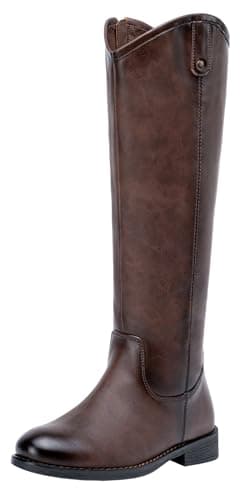 Vepose Women's Knee High Boots 956 Coffee Zipper Casual Weather Tall Fashion Retro Vegan Boots for Women Size 9(CJY956 Coffee pu 09) - Image 1