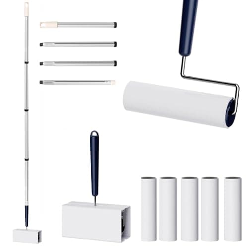 JoviQ Lint Roller for Pet Hair Extra Sticky with 3 Extendable Handle Large Surface 6.3'' Lint Remover Sticky Rollers with 300 Sheets for Floor Clothes Furniture Dog Cat Hair - Image 1
