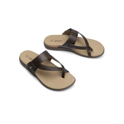 Rihero Orthopedic Sandals for Women Arch Support Flip Flops Slip On Comfortable Orthotic Adjustable Summer Walking Slide Sandals Mocha Size 11 - Thumbnail 6