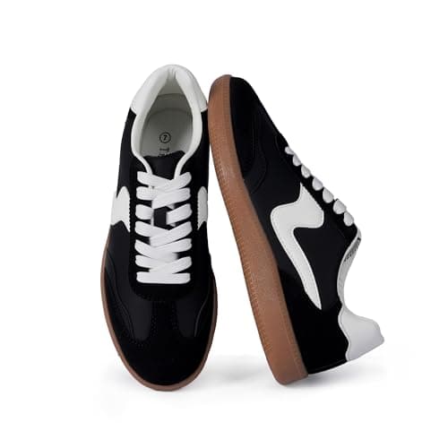 Tigeridea Black Sneakers for Women Business Casual Comfortable Tennis Shoes Lace up Slip on Women's Fashion Sneakers Size 9.5 - Image 1