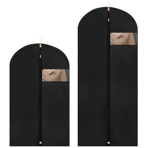 Dntorx 2 Pack Garment Bags with Clear Window, 45"/60" Clothes Covers with Zipper, Transparent Hanging Suit & Coat Covers for Closet Storage, Jackets, Dresses, Windbreakers - Image 1