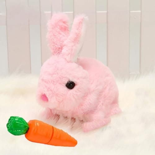 Zloeoa Bunny Stuffed Animal Plush, Interactive Electronic Pet Hopping Bunny Toy, Realistic Stuffed Bunny Rabbit (Pink) - Image 1