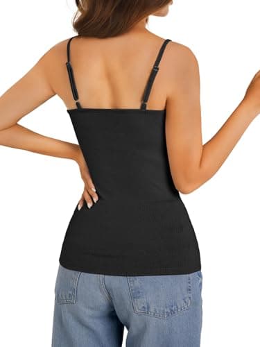 GKBK Lace Camisole Top for Women Sexy Tank Top Adjustable Spaghetti Strap Club Party Shirt Sleeveless Tank Cami Black M - Thumbnail 5