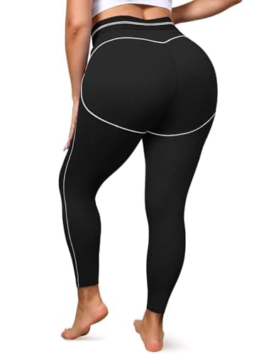 Aoysky Womens Plus Size Buttery Soft Leggings 25'' High Waisted Workout Running Gym Athletic Yoga Pants Black