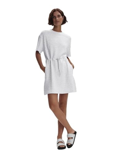 COCOMARTS Dresses for Women Summer Short Sleeve Crew Neck Sweatshirt Dress Drawstring Waist Tunic Tops Mini Vacation Sundress Gray X-Large - Thumbnail 5