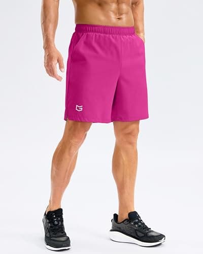 G Gradual Men's Athletic Running Shorts with Pockets Lightweight Quick Dry 5"/ 7"/ 9" Basketball Workout Gym Shorts for Men(Rose,L7_3XL) - Thumbnail 4