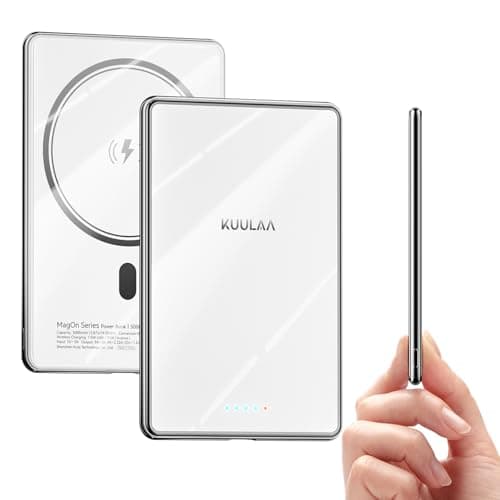 Kuulaa Magnetic Power Bank 5000mAh 0.27'' Ultra Slim Portable Charger Magsafe Battery Pack for iPhone Air/16 Pro Max/15/14/13/12 Mini, White - Image 1