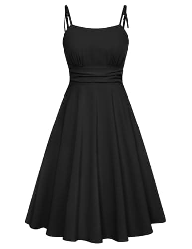 Belle Poque Homecoming Dresses for Women Spaghetti Strap Flowy Swing Dress Summer 2024 Trendy Black M - Image 1