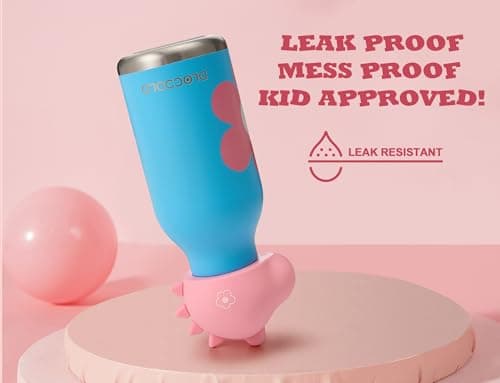 DLOCCOLD Insulated Stainless Steel Water Bottle with Detachable Soft Dinosaur Animal Head Fun Drinking 16 Ounce with Flexible Reusable Straw - Thumbnail 2