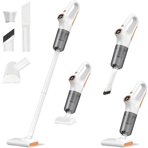 AbuDodo Cordless Vacuum Cleaner, Stick Vacuum Cordless Rechargeable with Powerful Suction and LED Display, Portable Vacuum Cleaners for Home, Wireless Vacuum for Hardwood Floor Carpet Pet Hair, White - Image 1