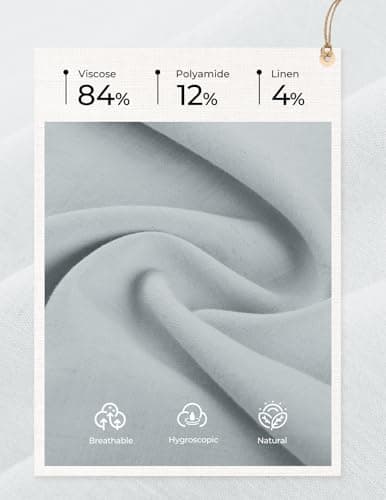 GRACE KARIN Wide Leg Pants for Women Boho High Waisted Palazzo Lightweight Linen Trousers Lounge Casual Clothing Light Blue XX-Large - Thumbnail 5