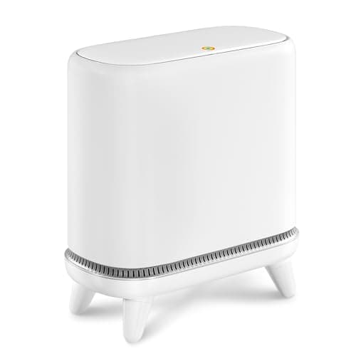 JUDRDO Bathroom Trash Can with Lid, Vacuum Adsorption Small Garbage Can 3.2 Gallon Press Top Lid Trash Bin with Legs Waterproof Waste Basket for Bathroom Bedroom Office Home RV - Image 1