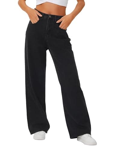 Genleck Baggy Jeans Women Loose Fit Wide Leg High Waisted Jean for Woman Oversized Y2K Pants Trendy (Black,6) - Image 1