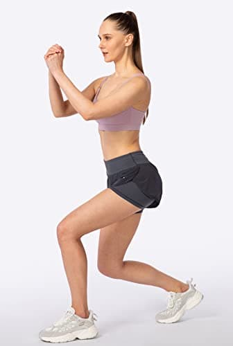 Soothfeel Women's 2 in 1 Running Shorts Workout Athletic Gym Yoga Shorts for Soothfeel Women with Phone Pockets Dark Grey - Thumbnail 5