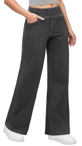 IUGA Wide Leg Jeans Woman High Waisted Pull On Baggy Jeans for Women Stretchy Trendy Womens Jean Straight Casual Denim Pants Gray - Image 1