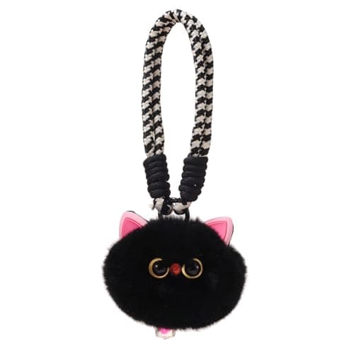 Jekvill Black Plush Cat Keychain - Plush Bag Charms for Handbags, Elegant Purse Charms Accessories, Stylish Black Feline Design Purse Decor Gift - Image 1