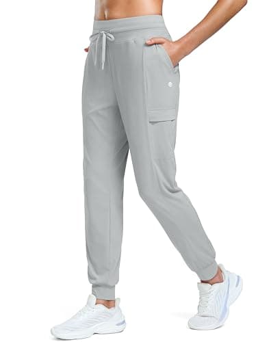 G Gradual Joggers for Women 4 Pockets High Waisted Athletic Jogger Pants Soft Lightweight Sweatpants for Workout Running, Bright Grey, Small - Image 1
