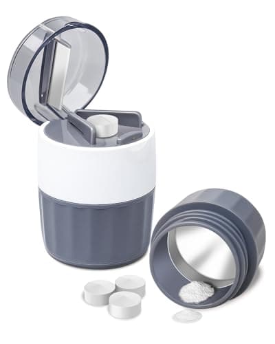 Pill Crusher and Pill Cutter - Cotatoc 3-in-1 Pill Crusher Fine Powder with Stainless Steel Grinding Head, Tablet Grinder with Storage for Tablets, Pill Cutter Splitter for Small and Tiny Pills (Gray) - Image 1