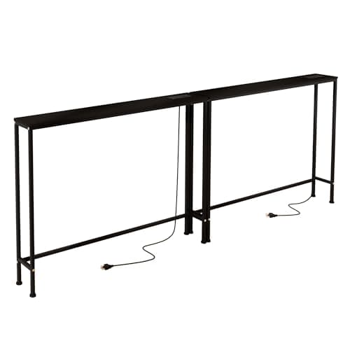 Azaeahom 78" Narrow Console Table,Sofa Table with Charging Station, Narrow Long Entryway Table，Behind Couch Table,for Living Room, Hallway, Foyer(Set of 2,Black) - Image 1