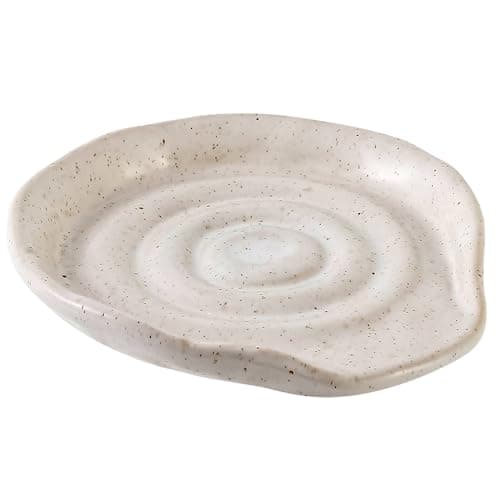 Ceramic Spoon Rest for Stove Top, Ceramic Spoon Holder for Kitchen Counter, 5 Inches Coffee Spoon Holder Utensil Rest for Cooking, White Gifts for Women Men - Image 1