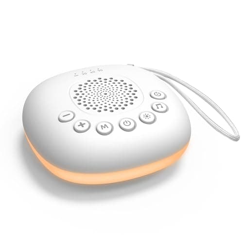 White Noise Sound Machine, Portable Sound Machine for Sleep Baby, Kids & Adults, 20 Travel Soothing Sounds Brown/Pink Noise/Lullaby, Rechargeable, Timer, Memory & Night Light for Home, Nursery - Image 1