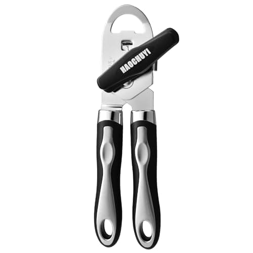 HAOCHUYI Classic Multifunction Can Opener and Bottle Opener Easy to Use, Razor Sharp Stainless Steel Cutting Wheel, Soft Ergonomic Handles, Black ﻿ - Image 1