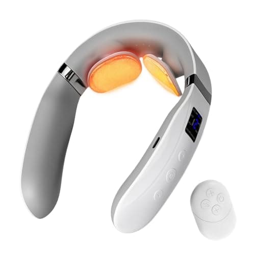 Prettypum Neck Massager with Heat, Ultra-Lightweight Electric Pulse Device for Neck Relaxation, Cordless Mini Smart Massager for Soothing Stiff Muscles, for Home, Office and Travel - Image 1
