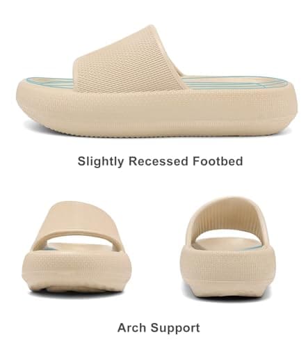 Haifago Womens Cloud Recovery Slides, Comfort Cushion Sandals for Woman Pillow Slippers with Arch Support, Outdoor Beach Pool Platform Slip on Slide - Thumbnail 3