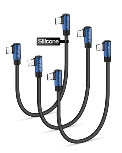 COOLSELL Short USB C to USB C Cable Right Angle 1.6ft 3 Pack, Silicone 60W Fast Charging Cord Type-C Compatible with iPhone 16/15 Samsung Galaxy S23 S22 Google Pixel, iPad for Power Bank/Car/Travel