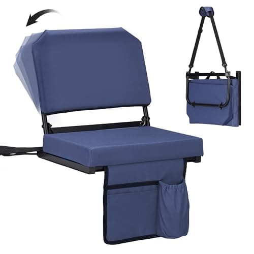 Dragosum Stadium Seats with Back Support Swivel, Bleacher Chairs with Shoulder Strap & Cup Holder, Upholstered Portable Folding Bleacher Seats - Image 1