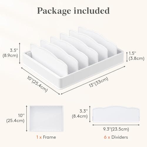 Lifewit Plastic Lid Organizers Inside Cabinet, Lid Holder with 6 Adjustable Dividers & 7 Compartments for Home Organization and Storage, Plate Organizer for Kitchen & Pantry, 13" x 10" - Thumbnail 2