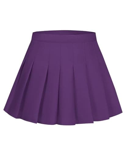 Pleated Skirts for Women High Waist Mini Tennis Skater Skirt Casual Basic Skirts Cheerleader Purple Plus Size 3XL - Image 1