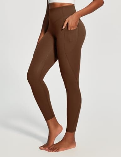 IUGA Scrunch Butt Lifting Leggings for Women Workout Tummy Control No Front Seam Compression Leggings with Pockets Yoga Pants Brown - Thumbnail 2