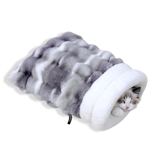 CHULPET Cat Sleeping Bag, Puppy Sleeping Bag, Warm Pet Sleep Sack, Plush Pet Bed Mat, Washable Hideout Cave for Cat and Small Dog - Image 1