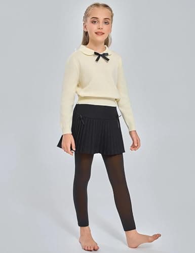 KBVOT Girls Fleece Lined Tights Kids Warm Thermal Winter Thick Leggings Pantyhose Fake Translucent Pants for School Dress - Thumbnail 6