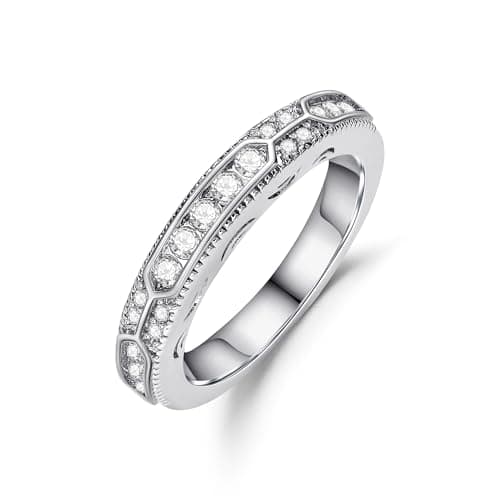 Fimewon Fake Engagement Ring Eternity Band Rings for Women Size 10 - Image 1