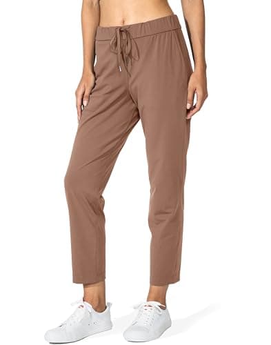 G Gradual Women's Pants with Deep Pockets 7/8 Stretch Sweatpants for Women Athletic, Golf, Lounge, Work (Mocha, X-Small)