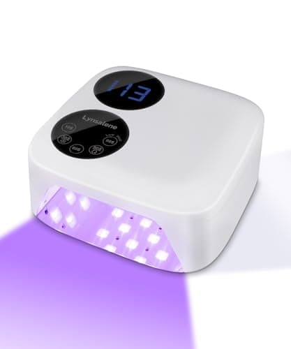 Lynsalene 80W Cordless Nail Lamp with Magnetic Detachable Base, Dual-Screen Display & Gel Nail Light, Professional UV/LED Light for Gel Nails Fast Curing All Gel Polishes (White) - Image 1
