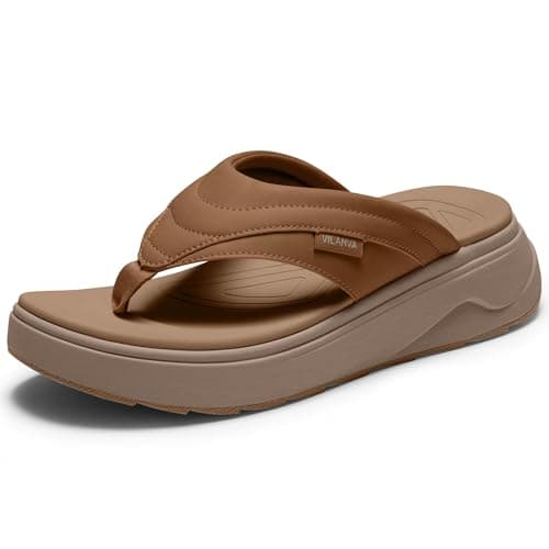 Vilanva Women's platform flip-flops Brown Size 7 - Image 1