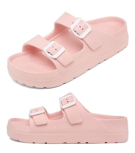 Haifago Women's Platform Sandals with Arch Support, Chunky Lightweight Foam Slip-on Slides Comfortable Summer Beach Sandals with Adjustable Buckle - Image 1